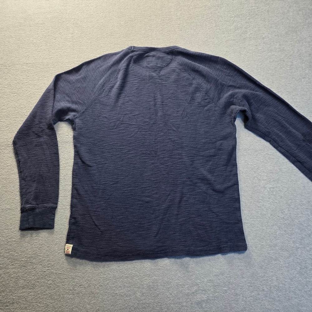 Lucky Brand Mens Large Navy Waffle Knit Thermal Shirt Raglan Long Sleeve - Picture 2 of 9